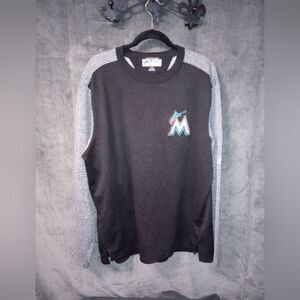 Majestic Florida Marlins Black & Grey Baseball Pullover Size XL EUC